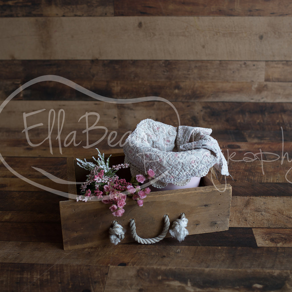 In the Drawer Digital Backdrop - Lilly Bear Studio Props, bucket, digital, digital backdrop, drawer, floral, newborn digital backdrop, quilt, wood