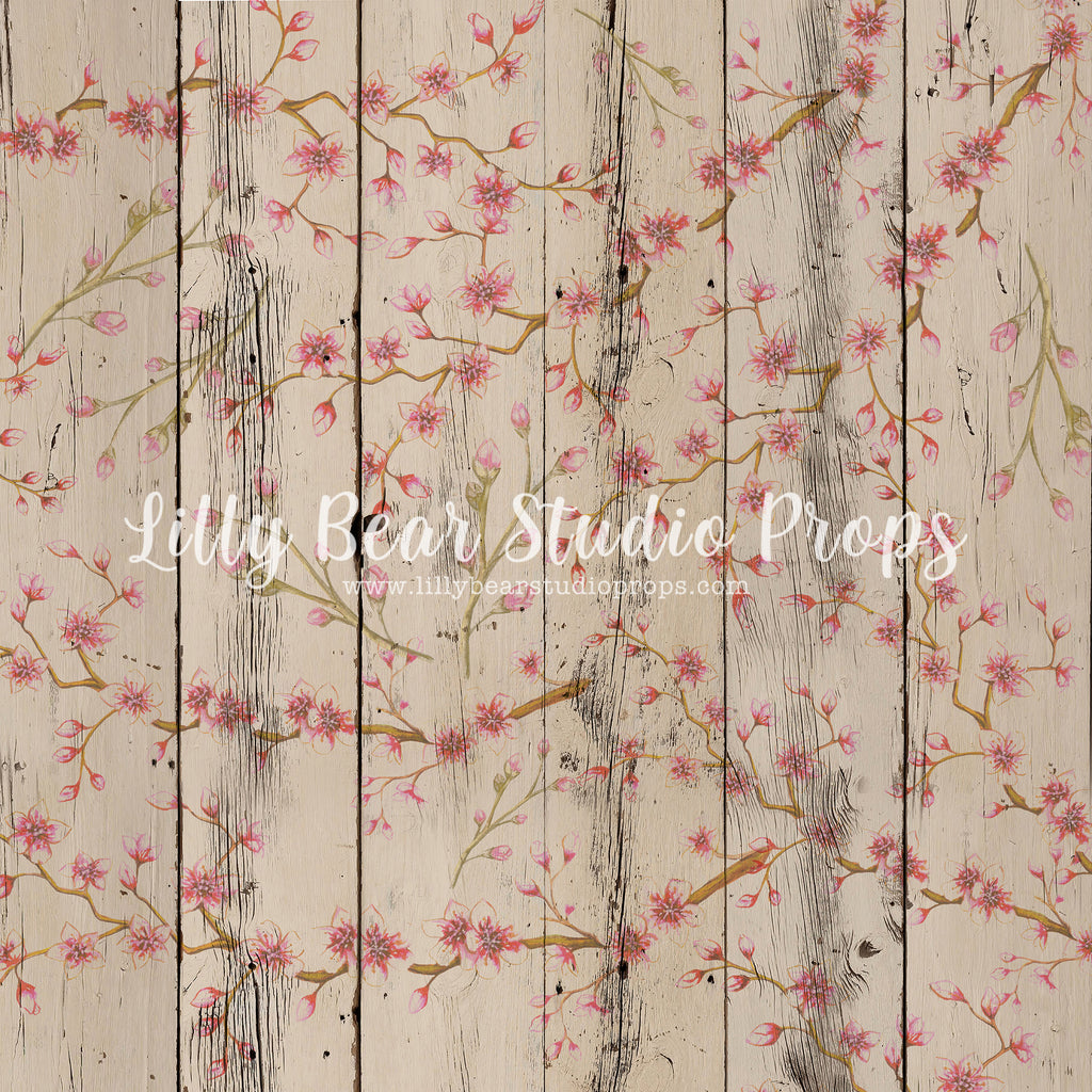 Azure Cherry Blossom Wood Planks Floor by Azure Photography sold by Lilly Bear Studio Props, Azure - azure cream - Azur