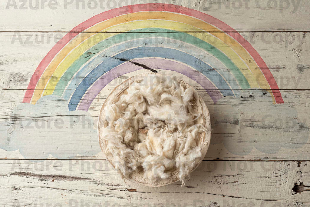 Cream on Cream with Full Rainbow Digital Backdrop - Lilly Bear Studio Props, boho digital backdrop, boho pastel rainbow, boho rainbow, Digital Backdrop, newborn digital backdrop, rainbow