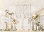 Curtain Drape Doors by Sweet Little Blessings - Lilly Bear Studio Props, blush roses, blushing, FABRICS, floral, floral doors, flower garden, girl, paper flower wall, paper flowers, pastel pink flowers, pink flowers, pink rose, pink roses, white doors, windows