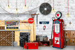 Dads Workshop Brick - Lilly Bear Studio Props, barn, barn doors, barn wood, barn wood planks, barnwood, brick, brick wall, cars, Fabric, FABRICS, garage, gas, gas station, mechanic, motorcycle, rustic door, rustic metal, stop sign, street sign, tire, tires, tool box, tools, vintage car, vintage gas pump, wind mill, wood crate, Wrinkle Free Fabric