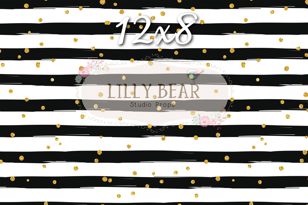 Dainty Dots by Lilly Bear Studio Props sold by Lilly Bear Studio Props, black stripes - dots - Fabric - FABRICS - gold