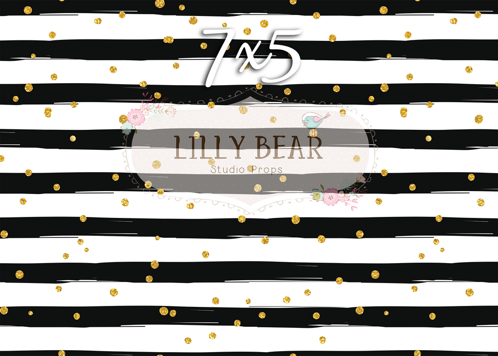 Dainty Dots by Lilly Bear Studio Props sold by Lilly Bear Studio Props, black stripes - dots - Fabric - FABRICS - gold