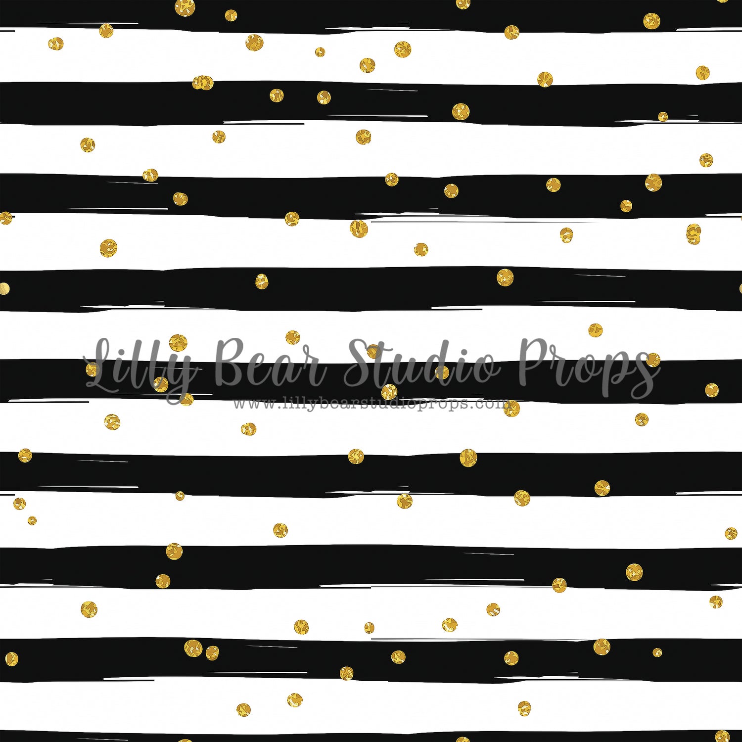 Dainty Dots by Lilly Bear Studio Props sold by Lilly Bear Studio Props, black stripes - dots - Fabric - FABRICS - gold