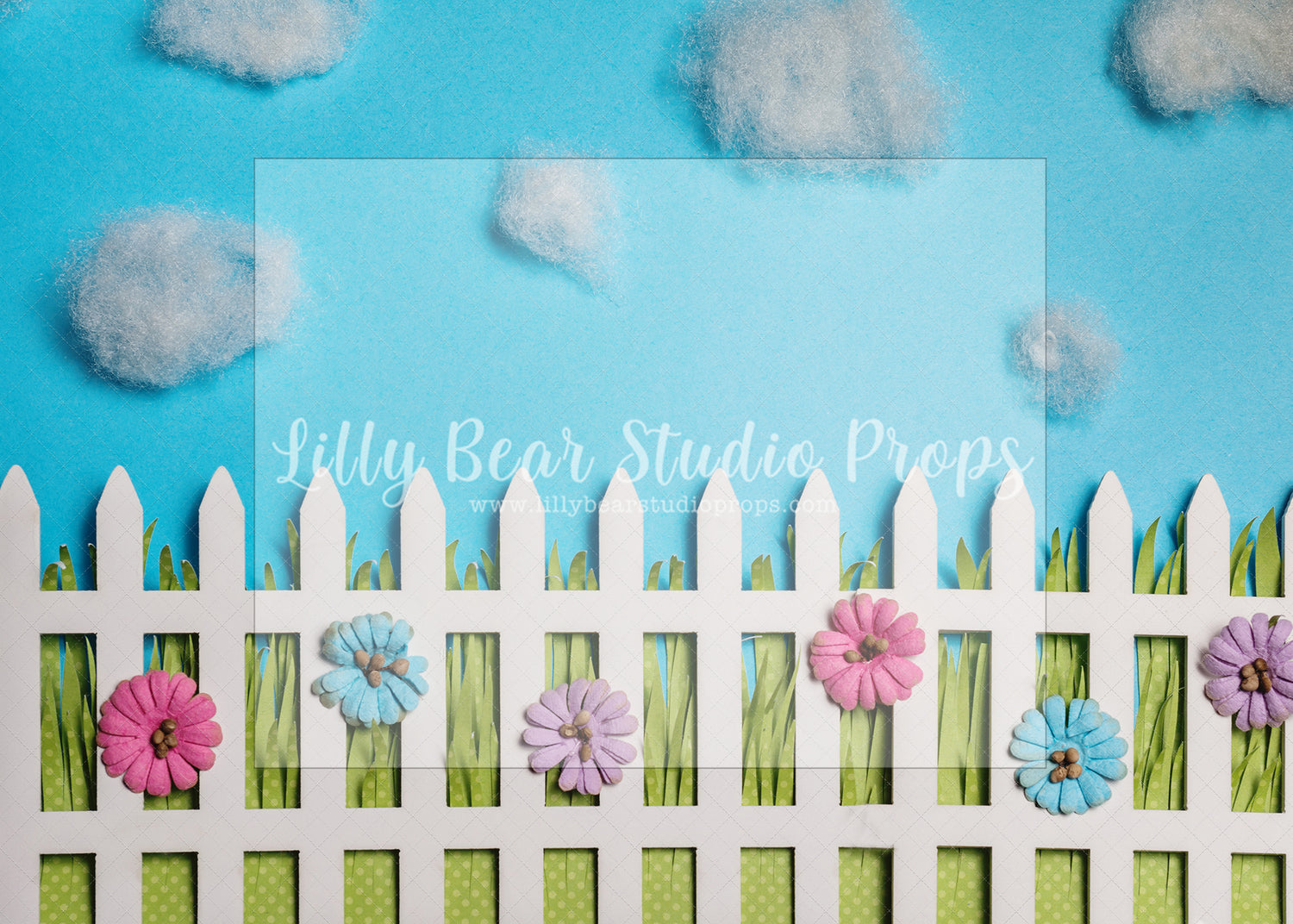 Daisy Picket Fence - Lilly Bear Studio Props, cherry blossoms, daisies, daisy, daisy floral, daisy flowers, daisy garden, FABRICS, flowers, picket fence, spring, spring garden, spring mini, white picket fence