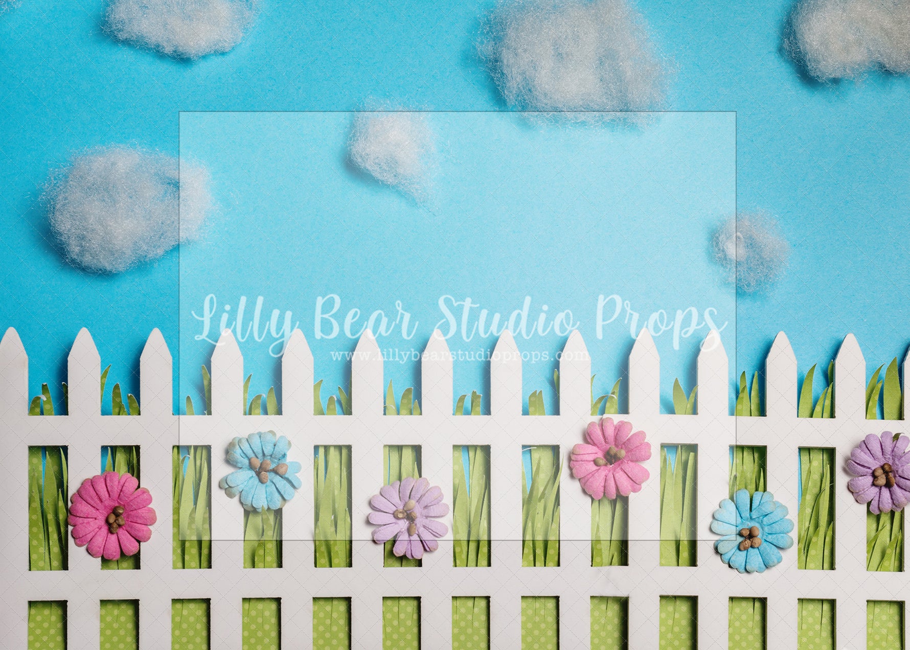 Daisy Picket Fence - Lilly Bear Studio Props, cherry blossoms, daisies, daisy, daisy floral, daisy flowers, daisy garden, FABRICS, flowers, picket fence, spring, spring garden, spring mini, white picket fence