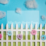 Daisy Picket Fence - Lilly Bear Studio Props, cherry blossoms, daisies, daisy, daisy floral, daisy flowers, daisy garden, FABRICS, flowers, picket fence, spring, spring garden, spring mini, white picket fence