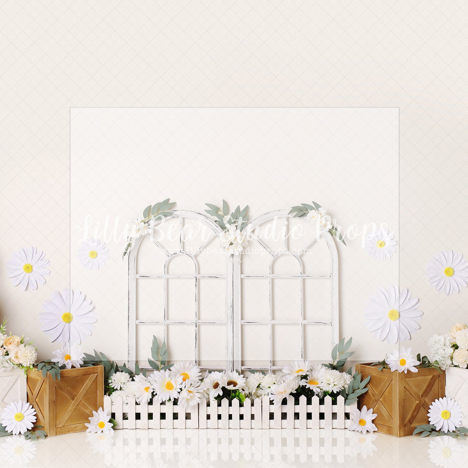 Daisy Windows - Lilly Bear Studio Props, daisy, daisy floral, daisy flowers, daisy garden, daisy garland, floral balloon garland, floral garden, flower vines, garden, garden tea party, spring floral balloons, spring garden, vines, yellow lemonade