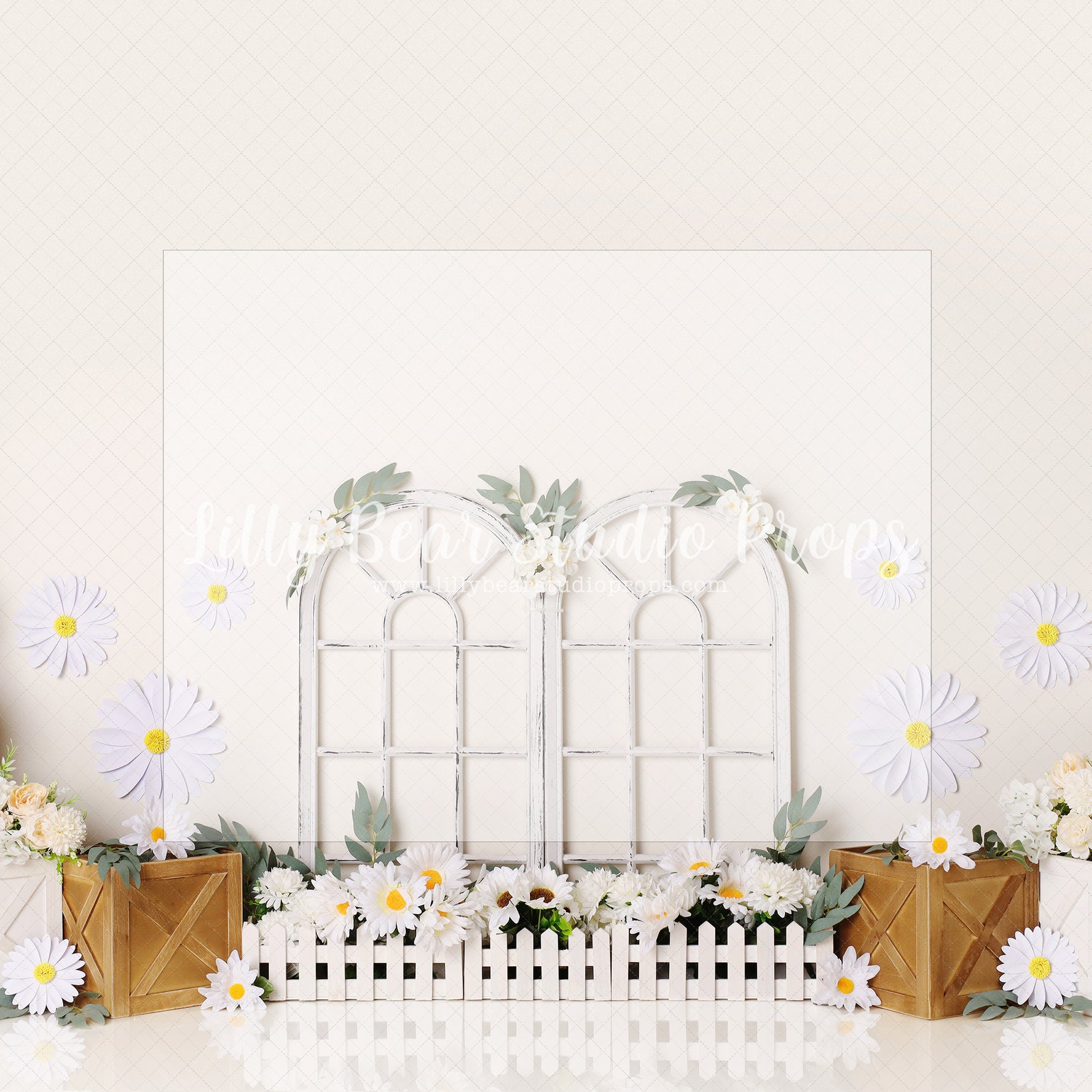 Daisy Windows - Lilly Bear Studio Props, daisy, daisy floral, daisy flowers, daisy garden, daisy garland, floral balloon garland, floral garden, flower vines, garden, garden tea party, spring floral balloons, spring garden, vines, yellow lemonade