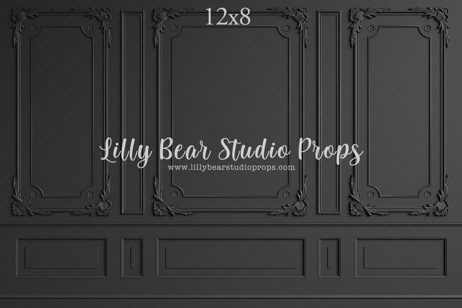 Dark Elegance by Lilly Bear Studio Props sold by Lilly Bear Studio Props, black vintage wall - black wainscotting - bla