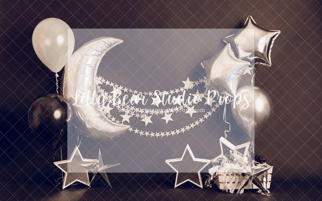 Dark Nights - Lilly Bear Studio Props, birthday, moon, party, silver balloons, silver decor, silver moon, silver party, silver stars, stars