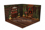 Deck The Halls Room - Lilly Bear Studio Props, black fireplace, bohemian christmas, bohemian fireplace, bohemian mantel, boho, boho christmas, boho holiday, boho mantel, christmas, christmas mantel, christmas village, evergreen trees, evergreens, Fabric, fireplace, holiday, holiday christmas, mantel, Pampas, pine trees, white christmas, white holiday, Wrinkle Free Fabric
