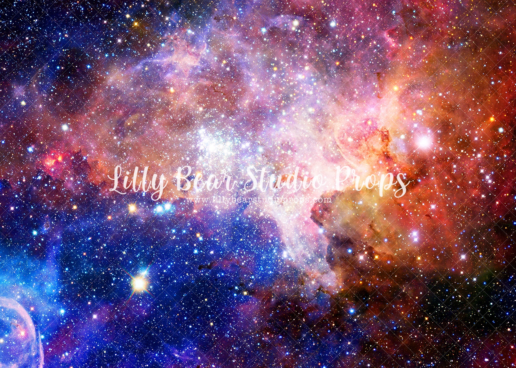 Deep Space - Lilly Bear Studio Props, astronaut, boys, Fabric, hand painted, night sky, planets, pluto, saturn, sky, space, stars, Wrinkle Free Fabric