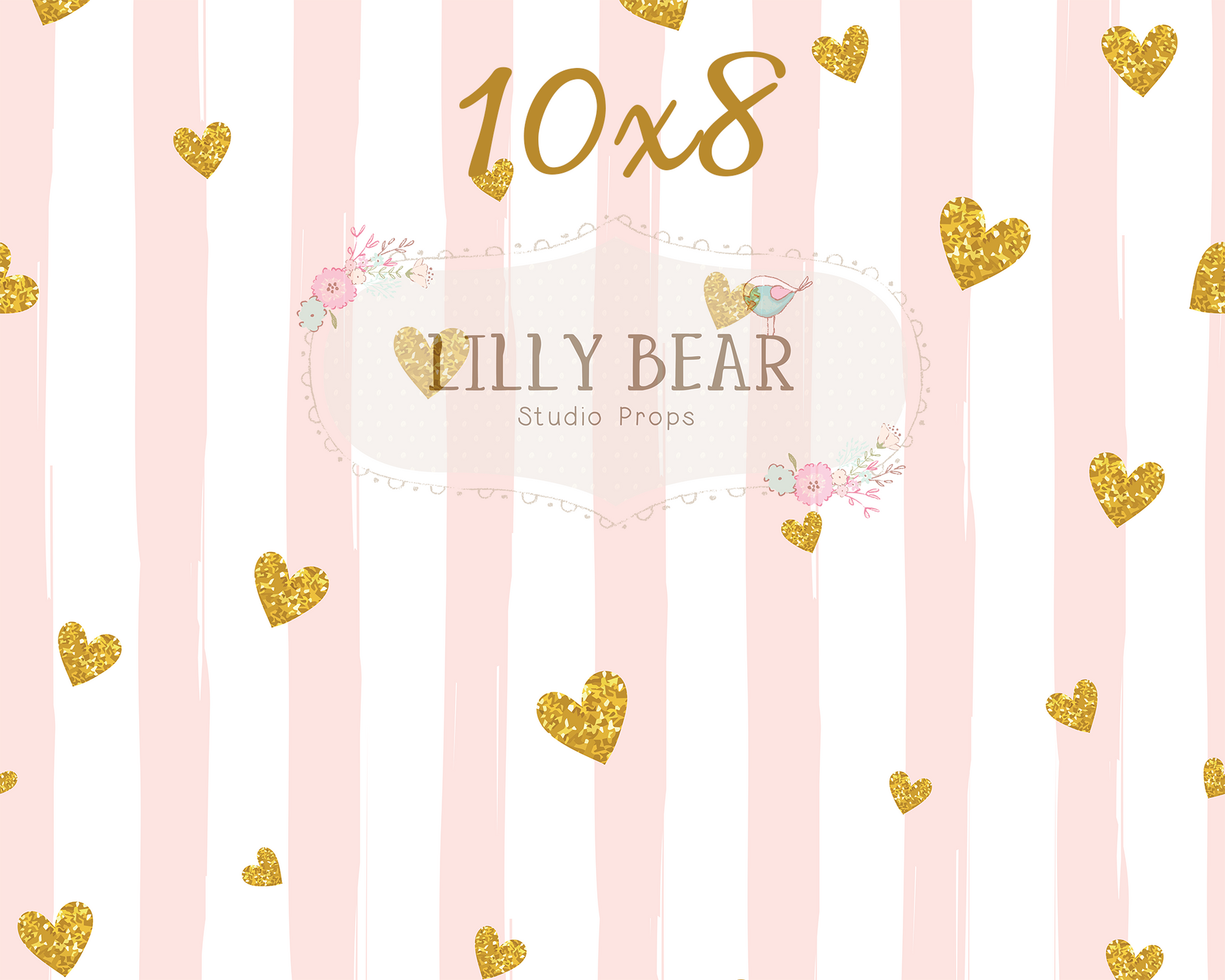Delicate Love by Lilly Bear Studio Props sold by Lilly Bear Studio Props, Fabric - FABRICS - gold - gold hearts - heart