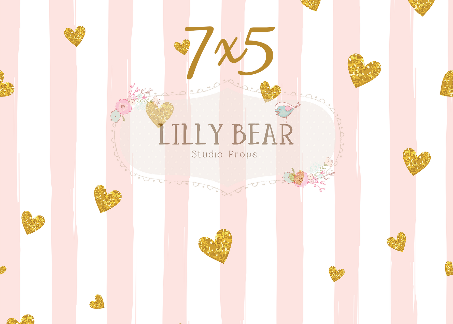 Delicate Love by Lilly Bear Studio Props sold by Lilly Bear Studio Props, Fabric - FABRICS - gold - gold hearts - heart