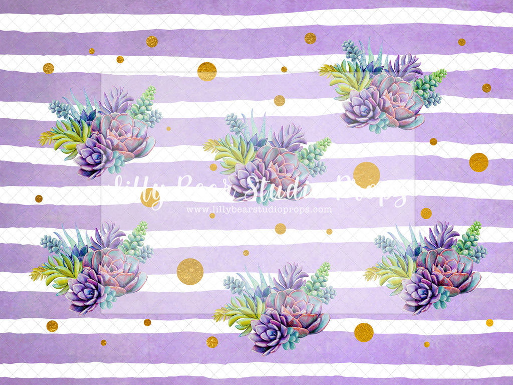 Desert Flowers - Lilly Bear Studio Props, desert, desert cactus, desert flower, flower, girls, polka dots, purple stripes, succulent, succulents, Wrinkle Free Fabric