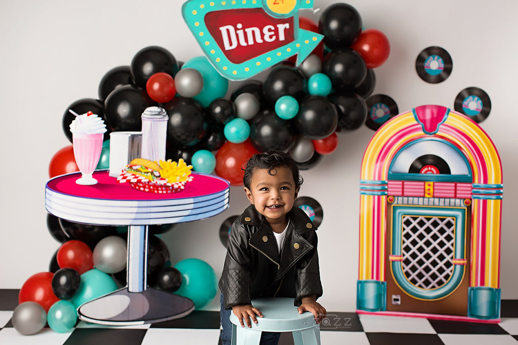 It's Diner Time by Zazz Photography sold by Lilly Bear Studio Props, balloon arch - balloon garland - balloons - black