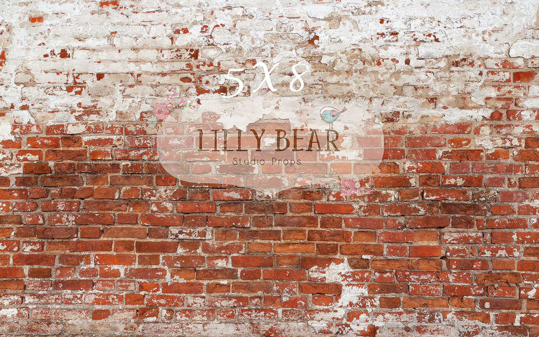 Nashville Brick Wall by Lilly Bear Studio Props sold by Lilly Bear Studio Props, brick - FABRICS - grunge - red - wall