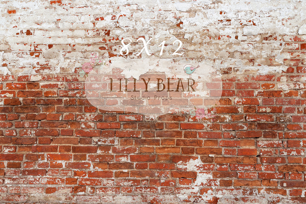 Nashville Brick Wall by Lilly Bear Studio Props sold by Lilly Bear Studio Props, brick - FABRICS - grunge - red - wall