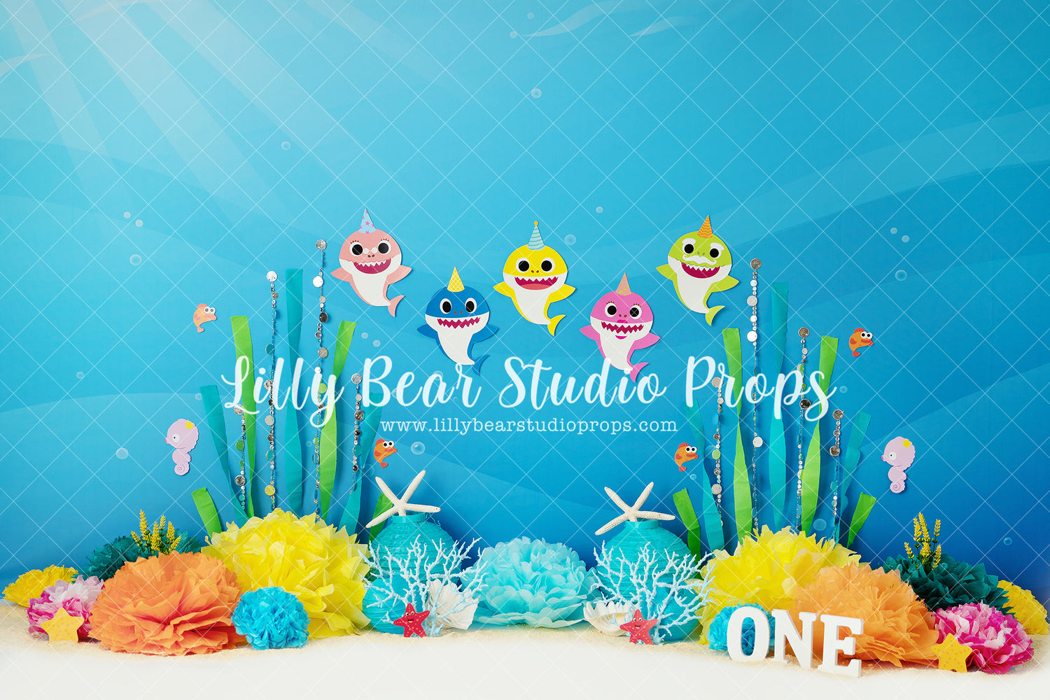 Do Dooo Do Do Do - Lilly Bear Studio Props, baby, baby shark, blue, boy first birthday, coral reef, first birthday, fish, ocean, under the sea