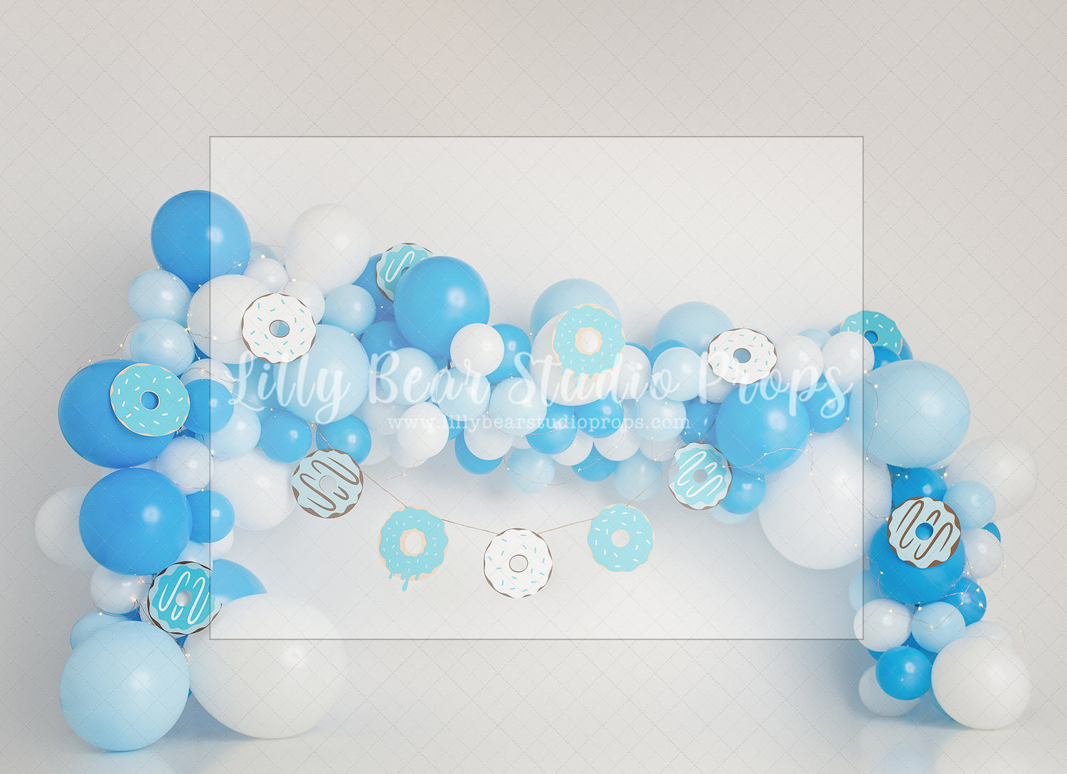 Donut Blues by E Newton - Lilly Bear Studio Props, blue and white, blue and white balloons, blue donuts, donuts, sprinkle donuts