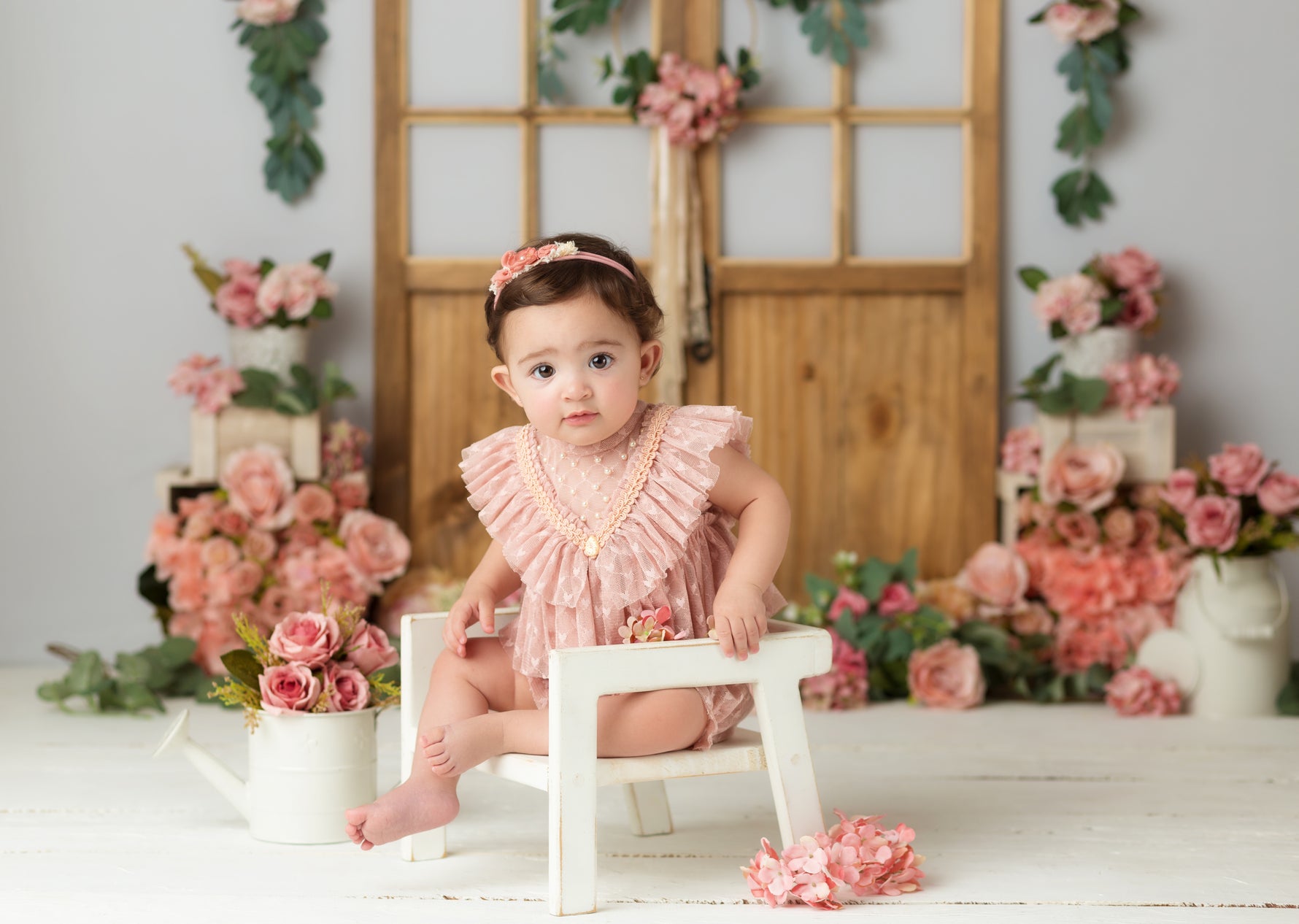 Door Of Flowers - Lilly Bear Studio Props, artistic floral, barn door, barn doors, floral, floral garden, floral pink, florals, flower barn doors, Peonies, pink floral, roses, spring floral, vintage floral