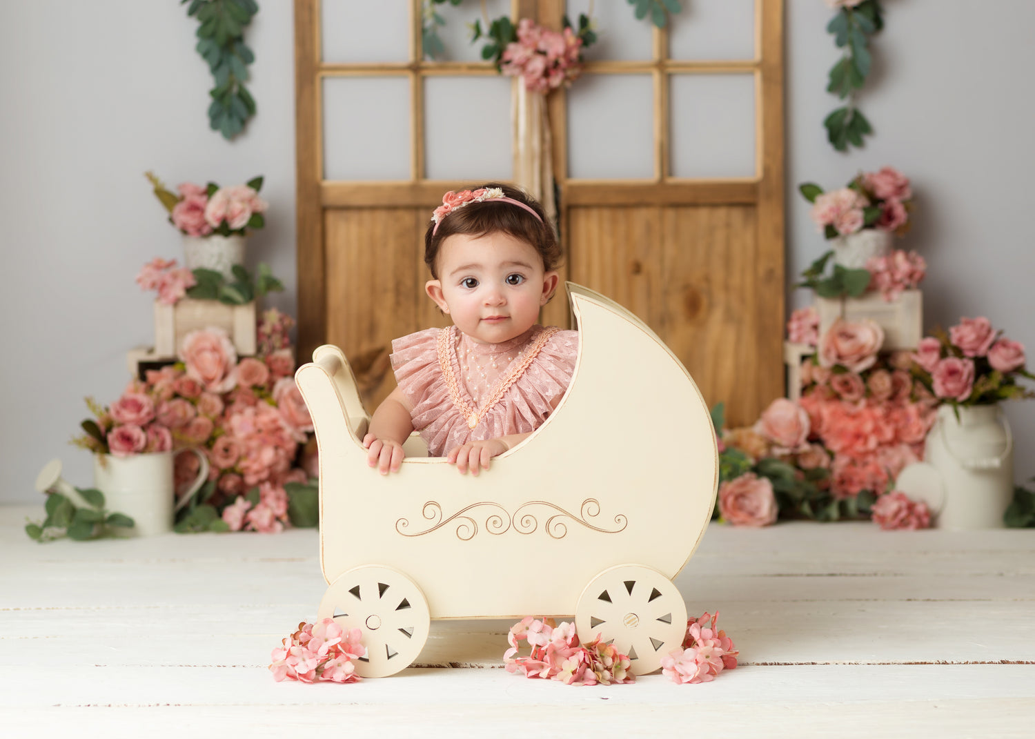 Door Of Flowers - Lilly Bear Studio Props, artistic floral, barn door, barn doors, floral, floral garden, floral pink, florals, flower barn doors, Peonies, pink floral, roses, spring floral, vintage floral