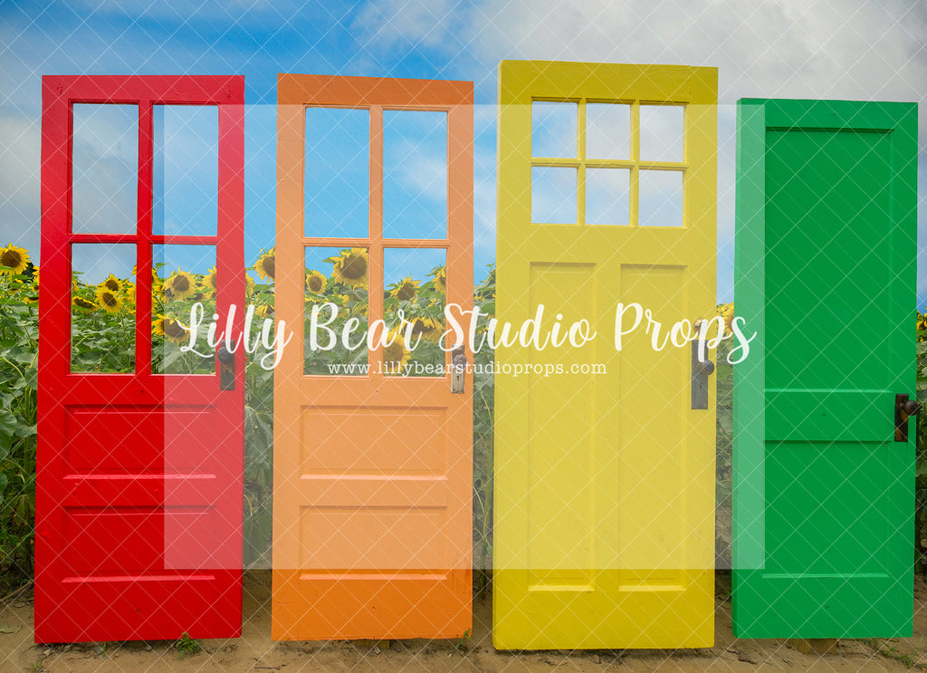 Doors to the Sun - Lilly Bear Studio Props, colorful doors, doors, FABRICS, rainbow doors, spring, sunflower field