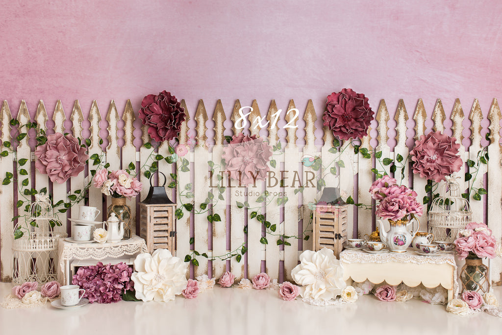 Dusty Rose Garden by Lilly Bear Studio Props sold by Lilly Bear Studio Props, FABRICS - fence - floral - florals - flow