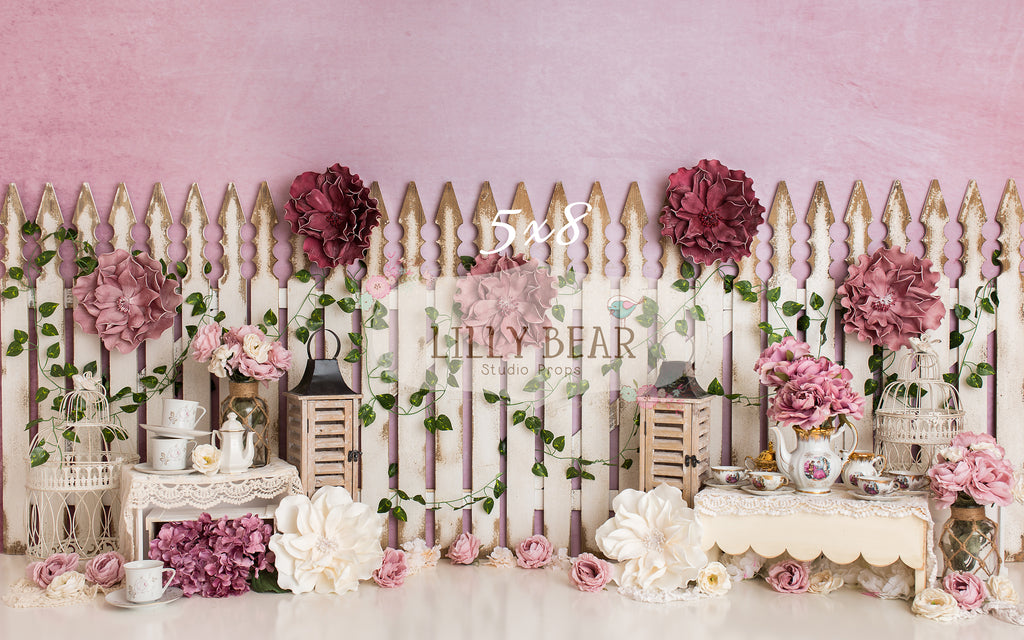 Dusty Rose Garden by Lilly Bear Studio Props sold by Lilly Bear Studio Props, FABRICS - fence - floral - florals - flow
