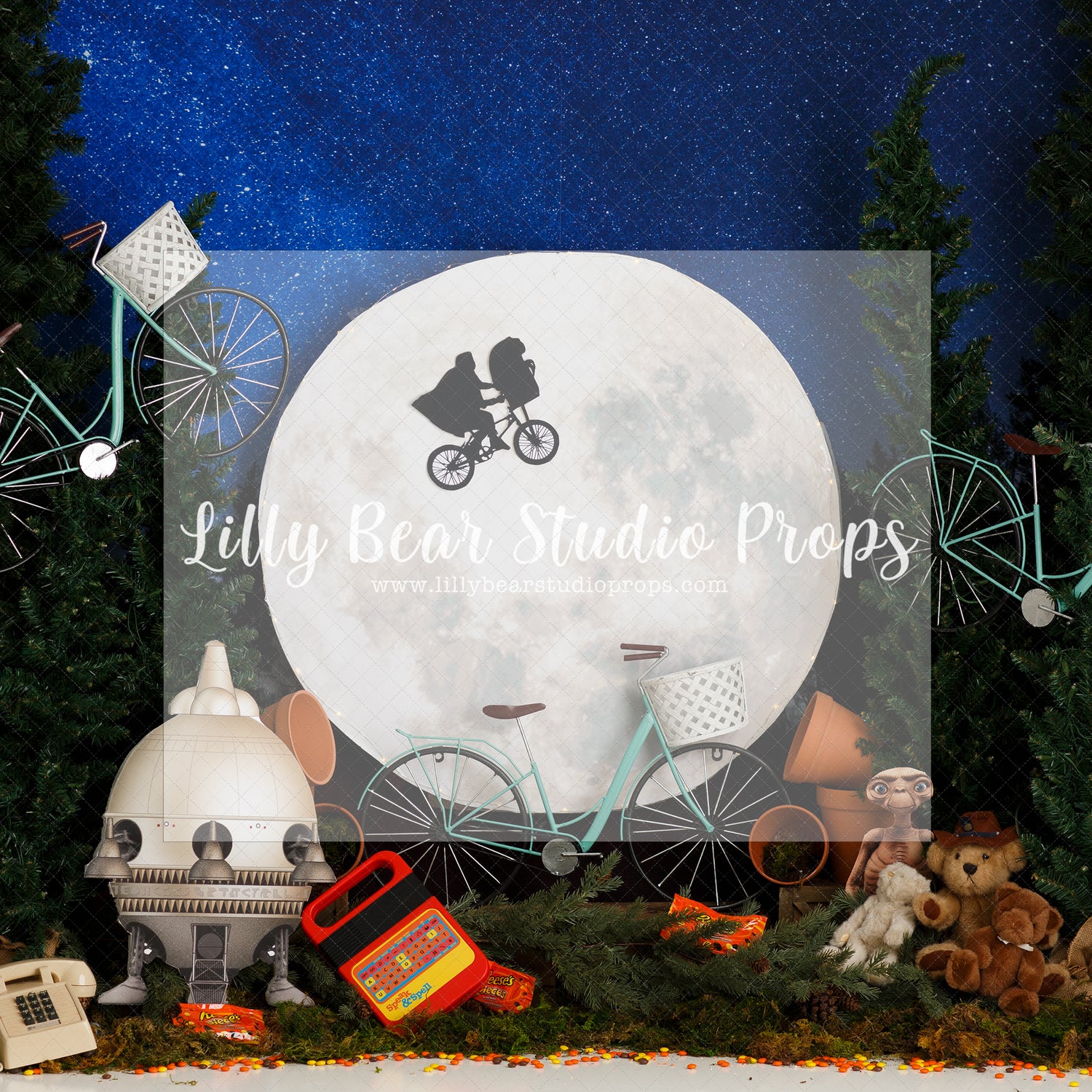 E.T Phone Home - Lilly Bear Studio Props, book, clouds, grass, mr. fast, mr. happy, mr. tickles