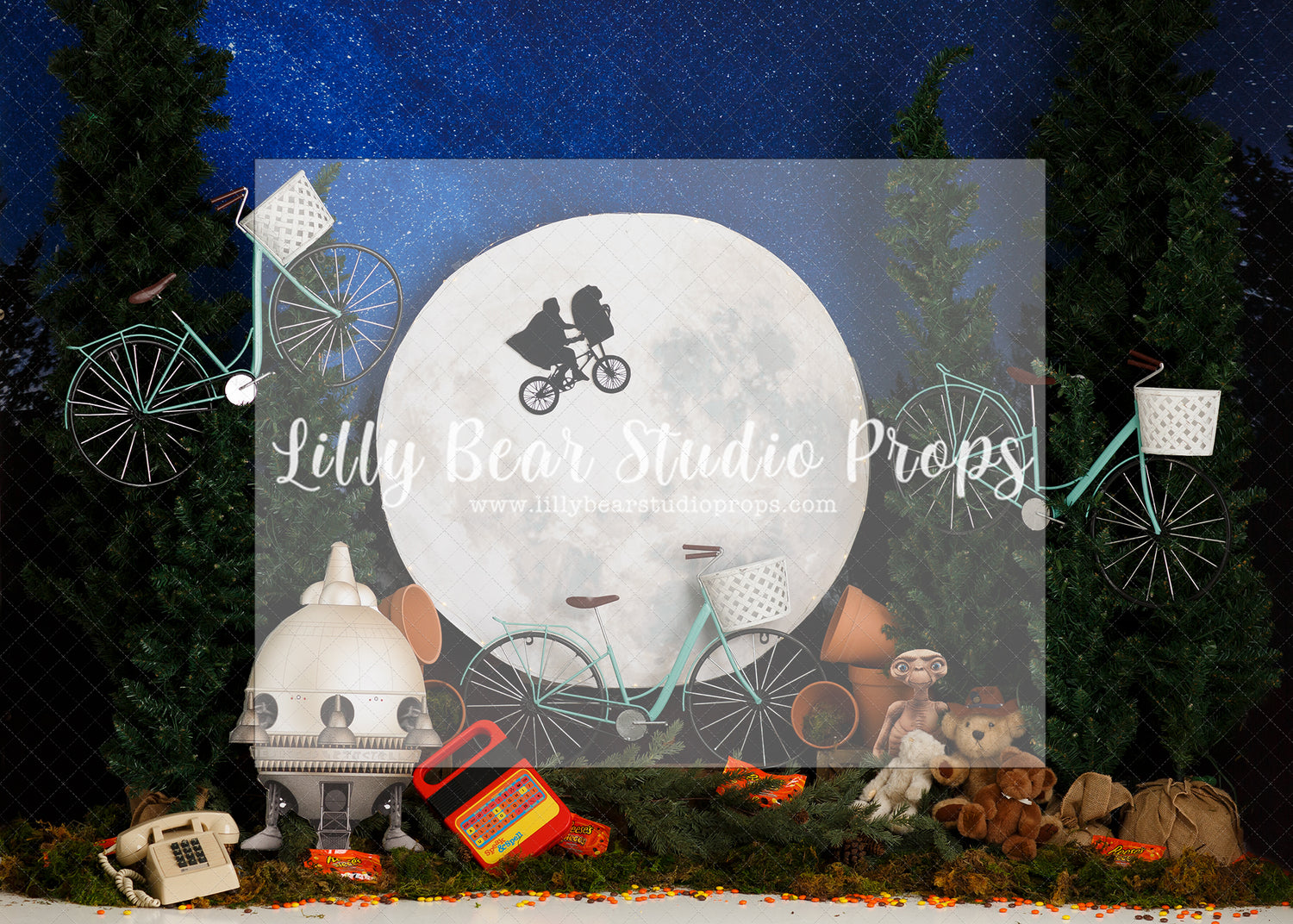 E.T Phone Home - Lilly Bear Studio Props, book, clouds, grass, mr. fast, mr. happy, mr. tickles