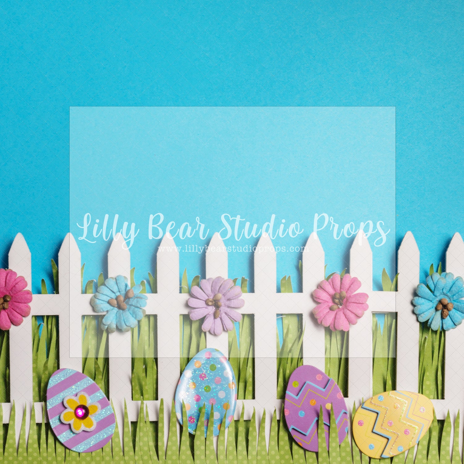 Easter Egg Hunt Fence - Lilly Bear Studio Props, cherry blossoms, daisies, daisy, daisy floral, daisy flowers, daisy garden, easter egg, easter eggs, easter mini, FABRICS, flowers, picket fence, spring, spring garden, spring mini, white picket fence