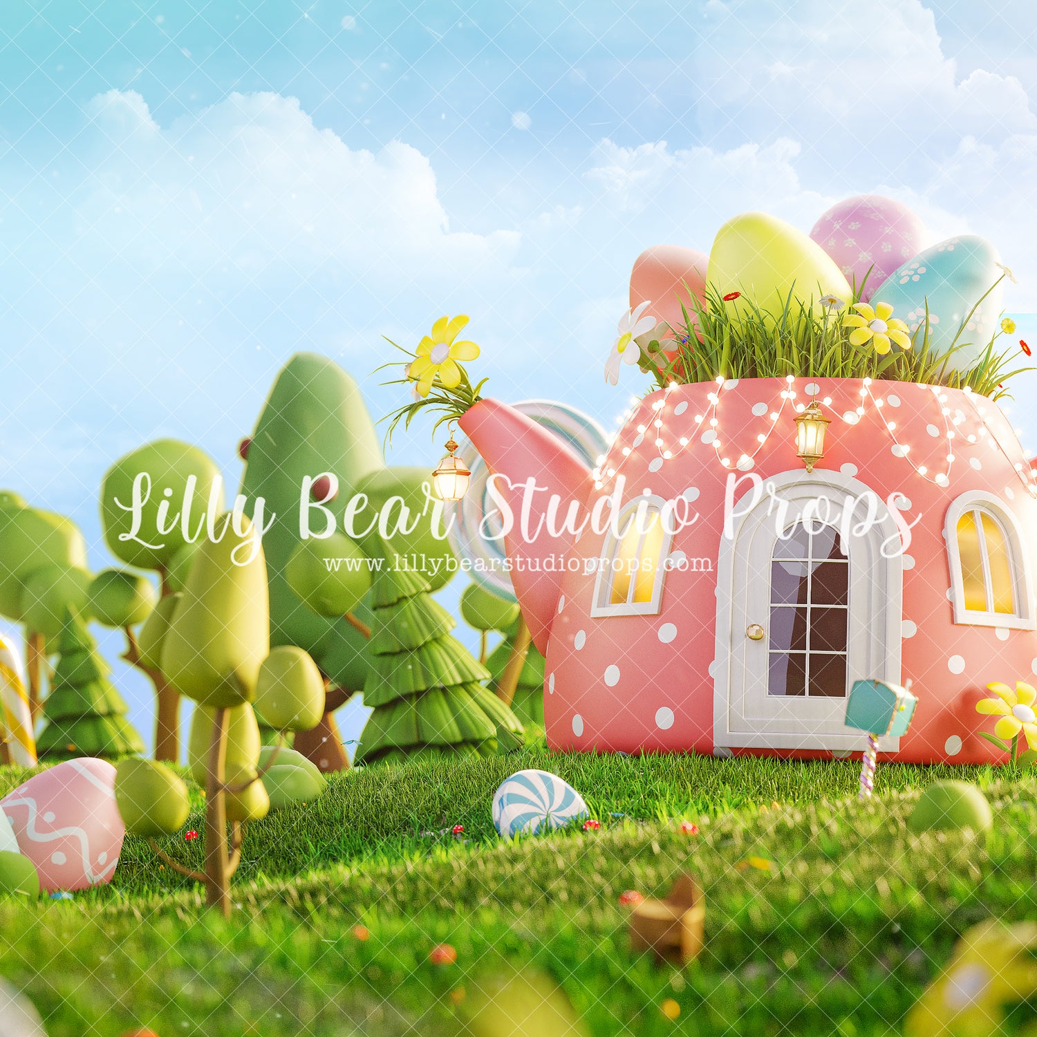 Easter Tea Time by Lilly Bear Studio Props sold by Lilly Bear Studio Props, blue floral - blue flower - blue flowers