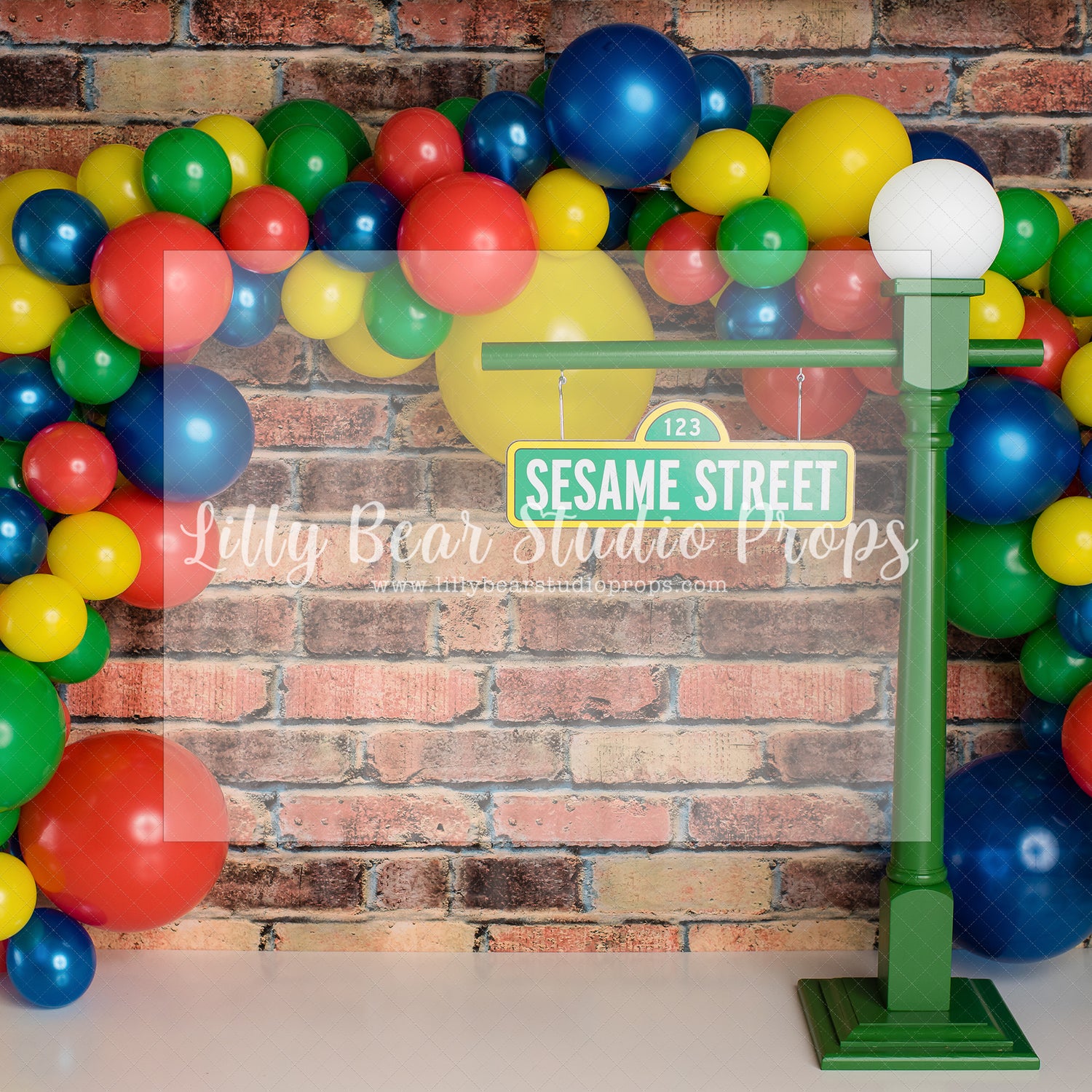 Easy Street Primary Colour Fun by E Newton - Lilly Bear Studio Props, cookie monster, elmo, friendly street, primary balloon garland, primary colours, seasme street