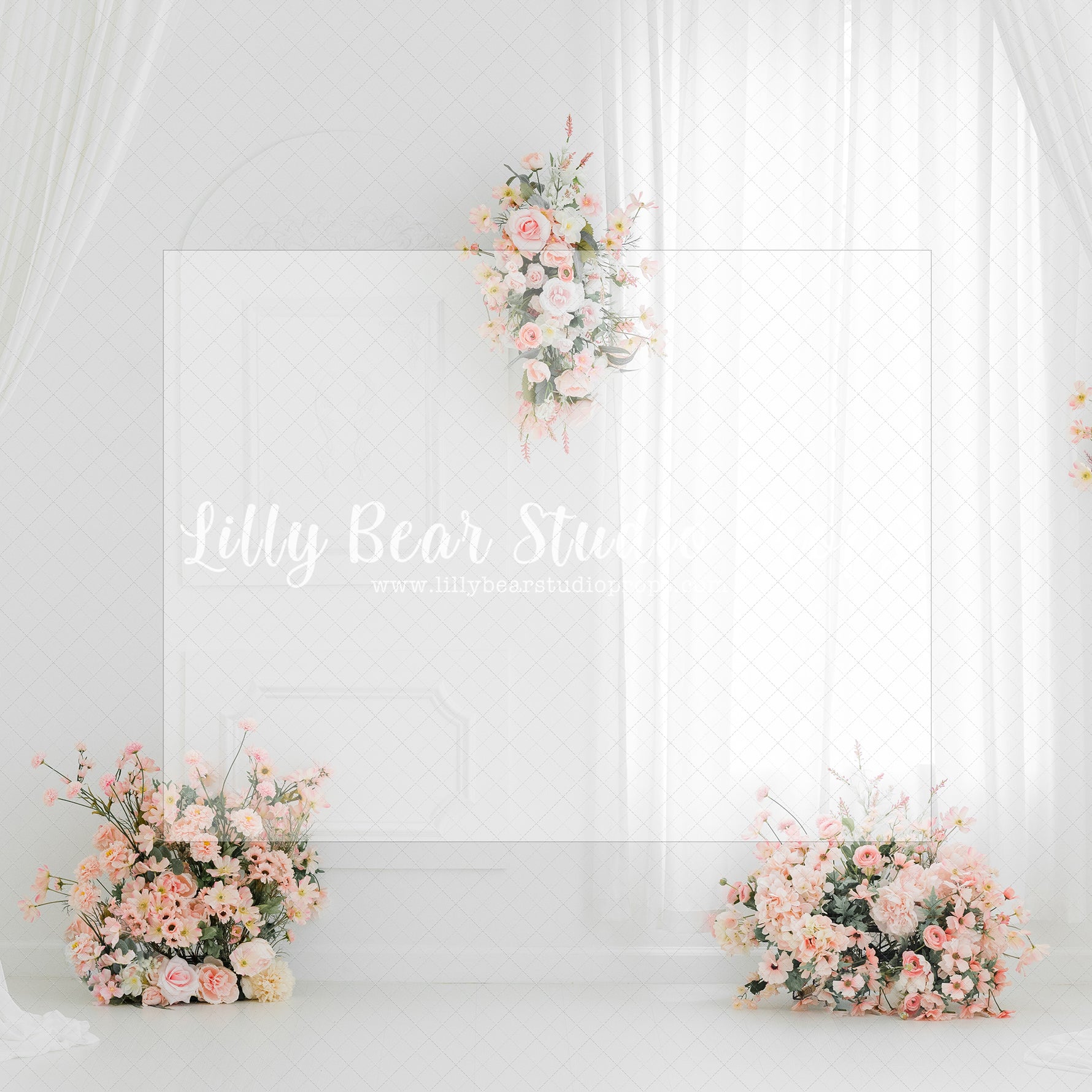 Elizabeth's Parlour - Lilly Bear Studio Props, ballet, balloons, butterfly, butterfly balloons, butterfly flowers, canopy, FABRICS, floral, flowers, girl flowers, one, Peonies, pink, pink balloons, pink canopy, pink floral, pink girl, purple balloons, white balloons