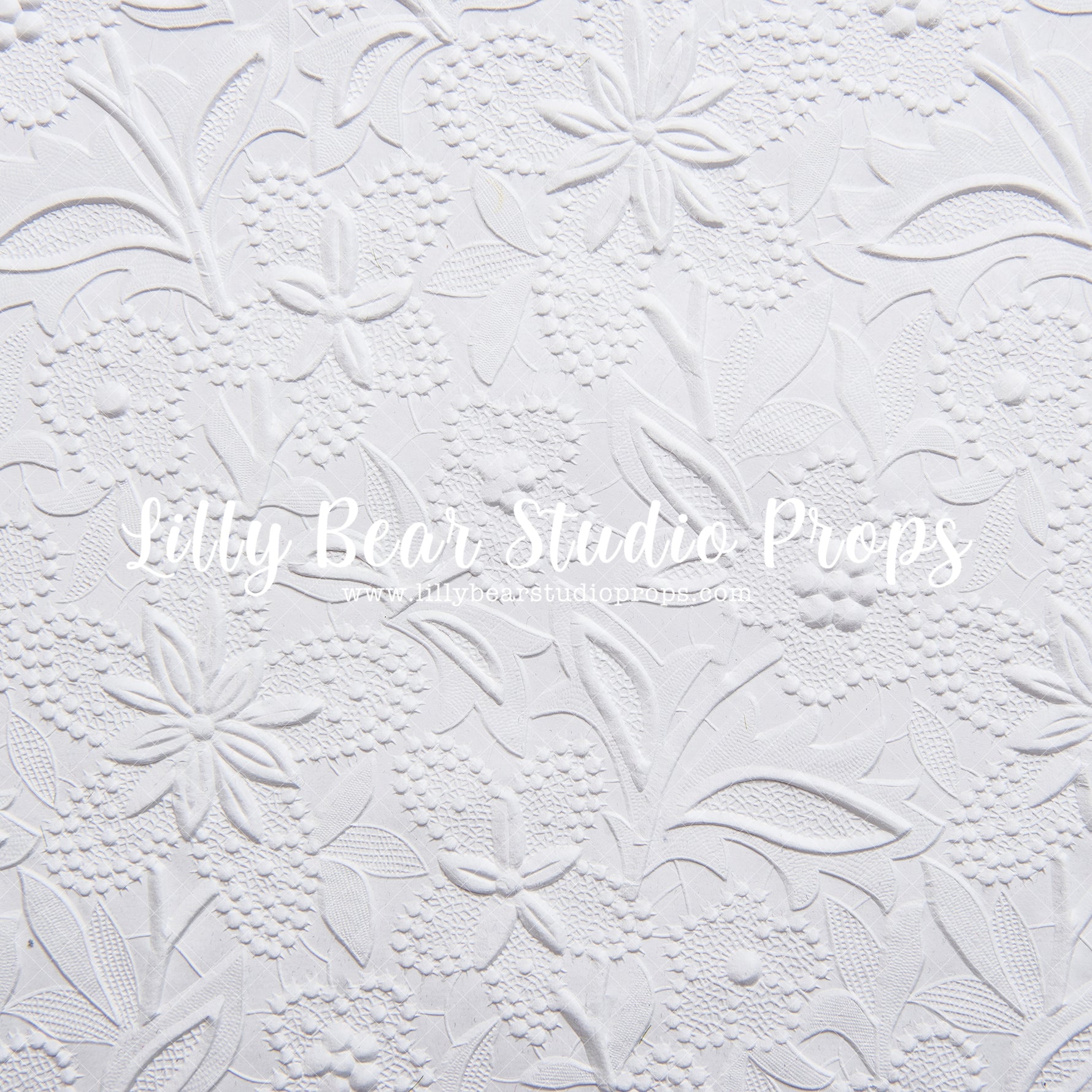 Embossed Floral - Lilly Bear Studio Props, designed floral, embossed floral, embossed white flowers, floral, flowers