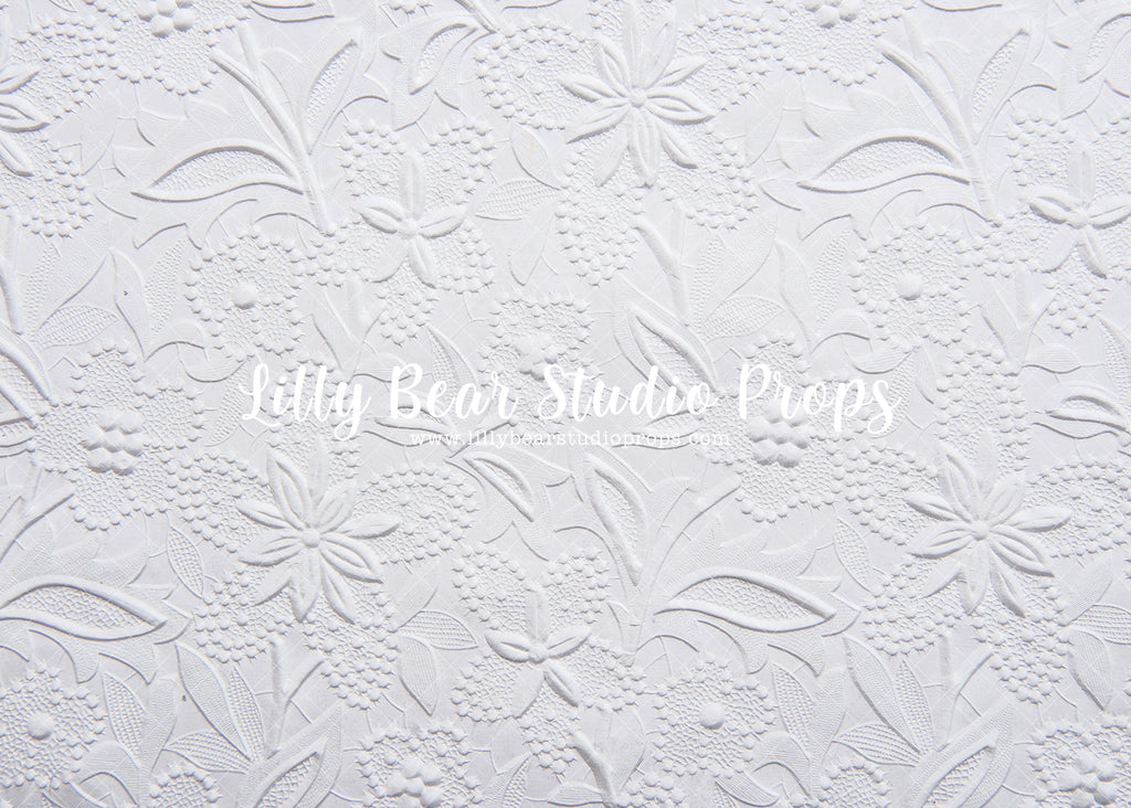 Embossed Floral - Lilly Bear Studio Props, designed floral, embossed floral, embossed white flowers, floral, flowers
