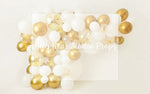 Emilie Gold - Lilly Bear Studio Props, balloons, birthday, gold, gold balloon garland, gold balloons, gold beaded curtains, gold beads, gold curtains, gold star, one, royal, royalty, white and gold balloon garland, white balloon garland, white balloons
