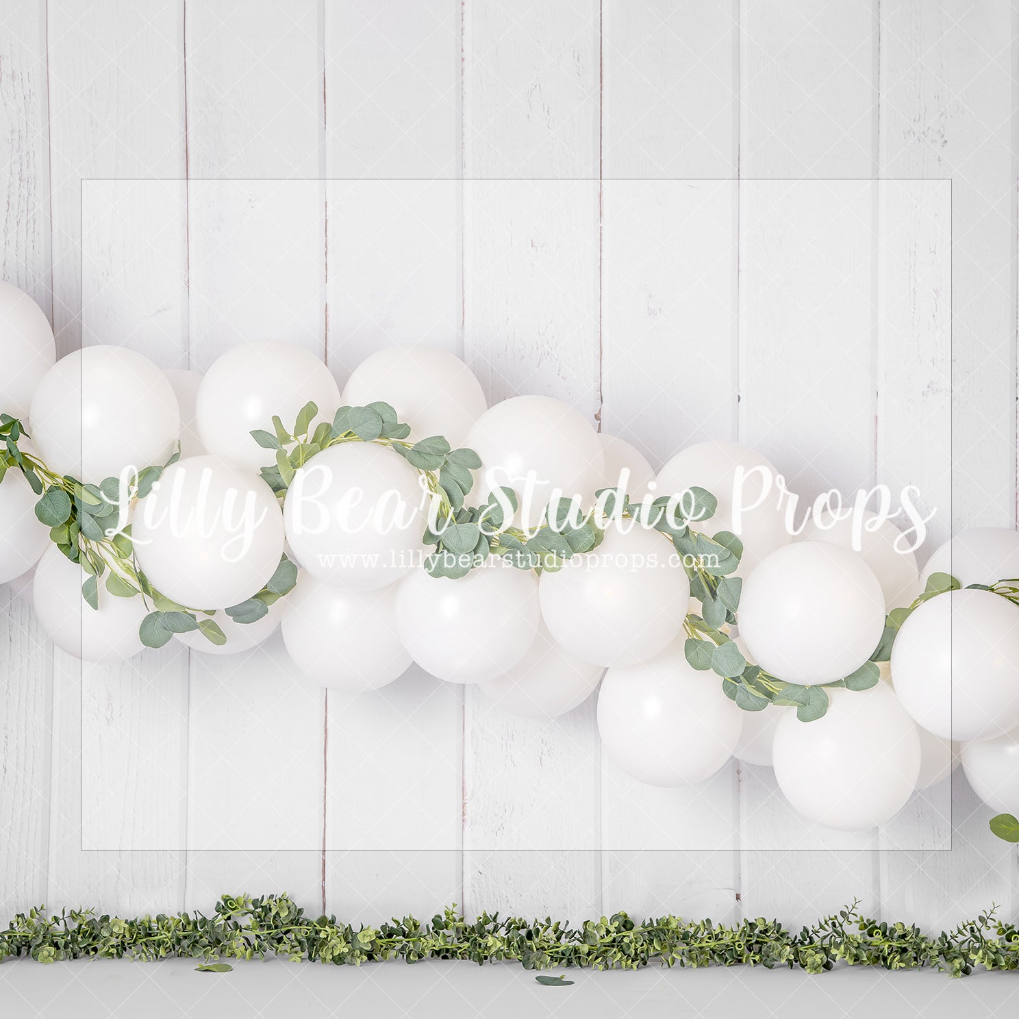 Eucalyptus White - Lilly Bear Studio Props, boho balloons, eucalyptus, eucalyptus balloon, eucalyptus balloon arch, eucalyptus birthday, eucalyptus garden, fabric, fine art, girls, one-derland, onederland, poly, simple garland, vinyl, white balloon garland, white balloons, white winter, winter, winter diamond, winter garland, Wrinkle Free Fabric