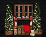 Evening Window - Lilly Bear Studio Props, arctic pines, christmas, christmas village, christmas window, evergreen trees, evergreens, holiday, holiday christmas, night window, pine trees, silver winter, snow, snowflakes, snowy forest, snowy pine, snowy pine trees, snowy trees, toy chest, village, white christmas, white holiday, white winter, winter, winter christmas, winter diamond