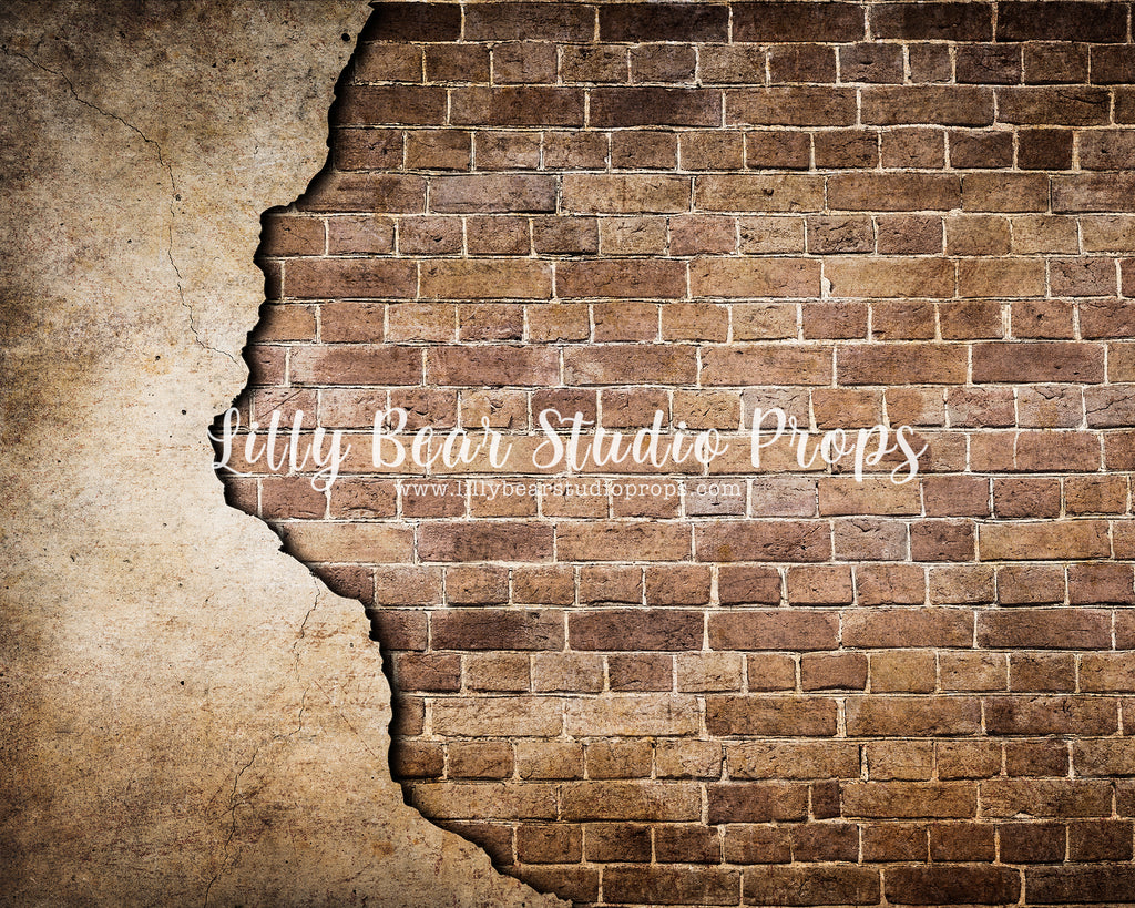 Exposed Brick Wall by Lilly Bear Studio Props sold by Lilly Bear Studio Props, backdrop - brick - brown brick - cracked