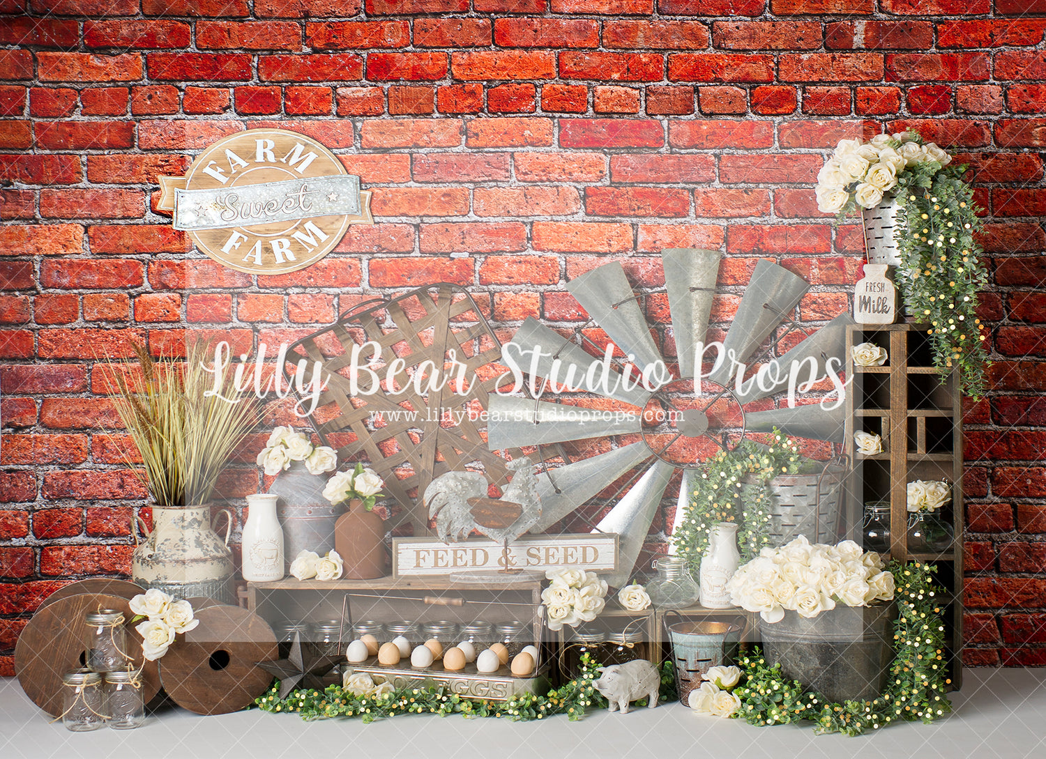 Feed And Seed - Lilly Bear Studio Props, barn door, bread, easter garden, FABRICS, floral garden, flower market, red barn, red barn spring, red barn wood, spring, spring garden