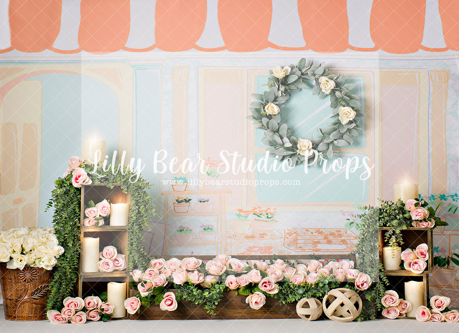 Flower Shop Roses - Lilly Bear Studio Props, barn door, bird, birds, FABRICS, floral garden, flower market, flower shop, little flower shop, red barn, spring, spring garden