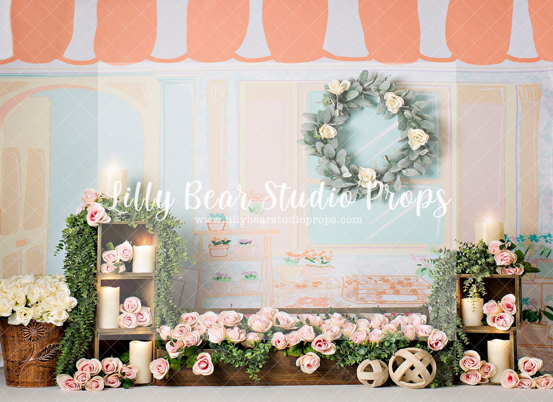 Flower Shop Roses - Lilly Bear Studio Props, barn door, bird, birds, FABRICS, floral garden, flower market, flower shop, little flower shop, red barn, spring, spring garden