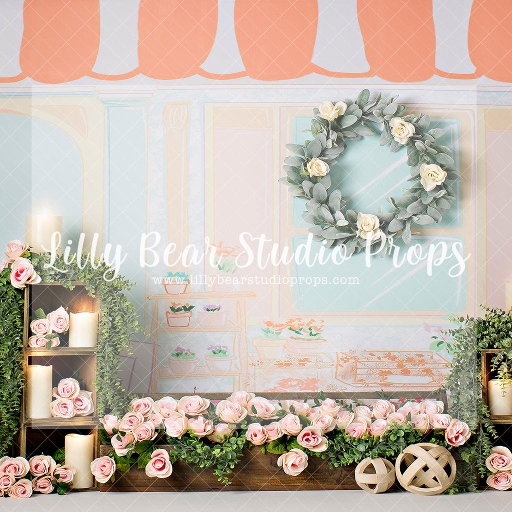 Flower Shop Roses - Lilly Bear Studio Props, barn door, bird, birds, FABRICS, floral garden, flower market, flower shop, little flower shop, red barn, spring, spring garden