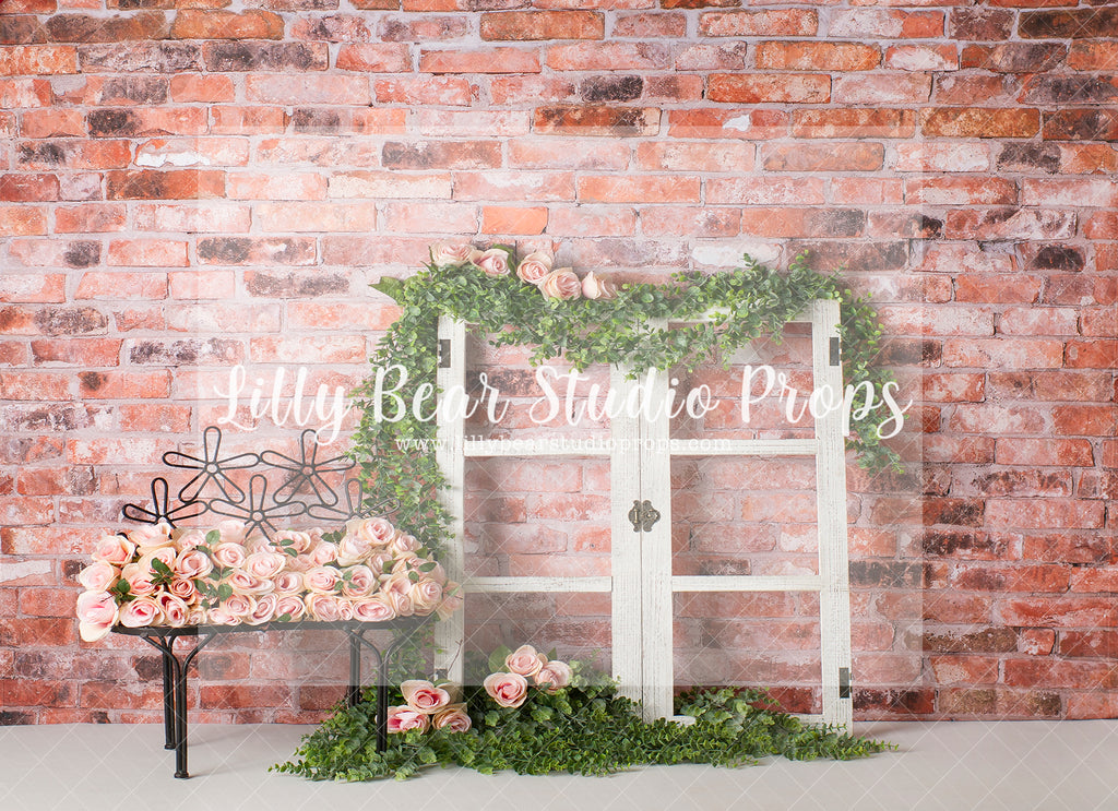 Fresh Cut Rose Windows - Lilly Bear Studio Props, barn door, bird, birds, blush roses, FABRICS, flower garden, flower window, little flower shop, spring, spring garden