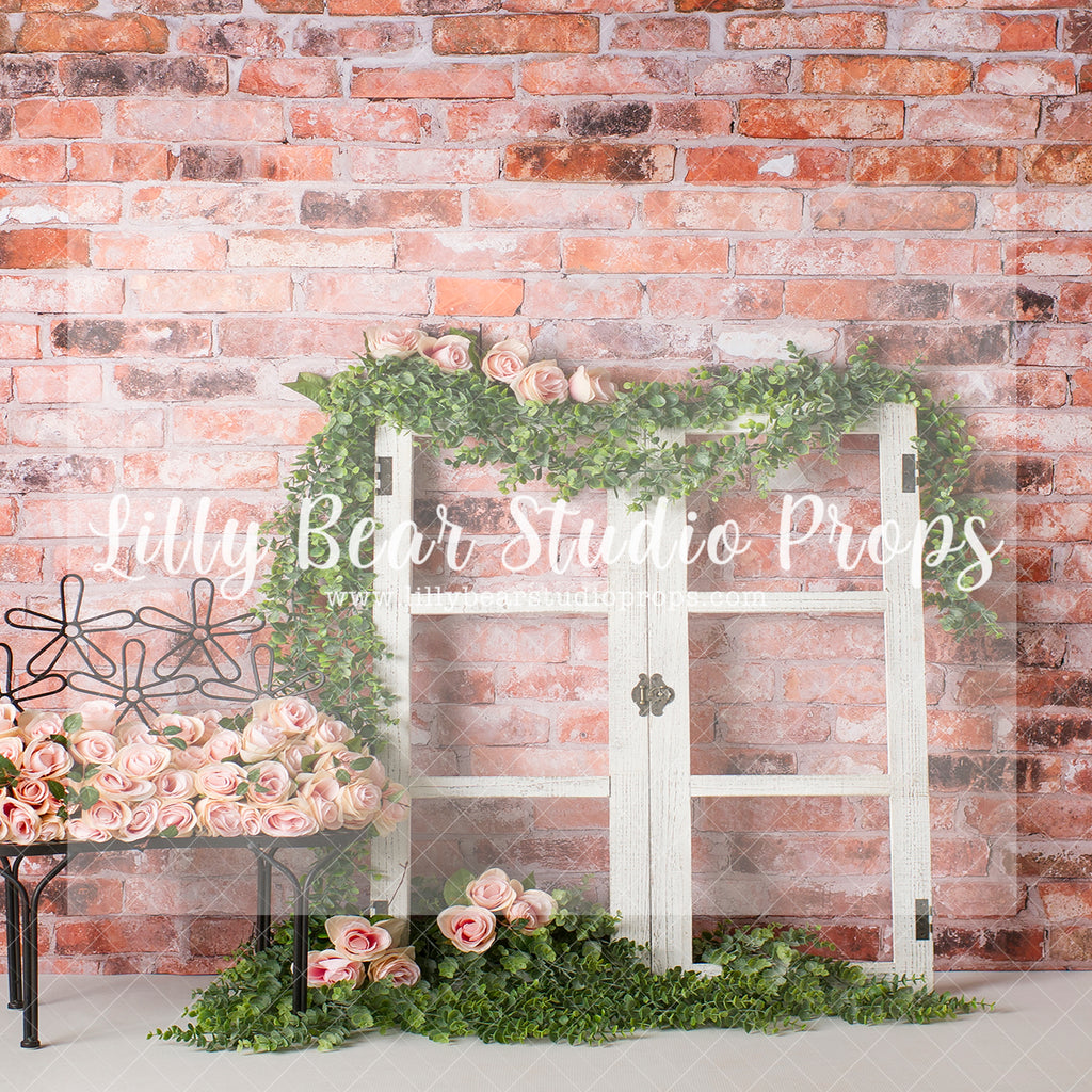 Fresh Cut Rose Windows - Lilly Bear Studio Props, barn door, bird, birds, blush roses, FABRICS, flower garden, flower window, little flower shop, spring, spring garden