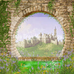 Fairytale Moongate Castle - Lilly Bear Studio Props, castle, castle balcony, castle gate, center park, Fabric, FABRICS, garden, garden path, garden steps, garden walkway, london, park, pink tulips, spring, steps, Wrinkle Free Fabric