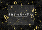 Falling Xs and Os - Lilly Bear Studio Props, Fabric, FABRICS, gold and black, spring, valentine, valentine backdrop, valentine letter, valentines, valentines day, valentines kisses, x's and o's, xoxo